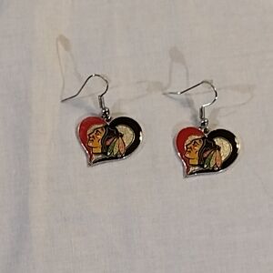 Heart-Shaped Red and Black Earrings